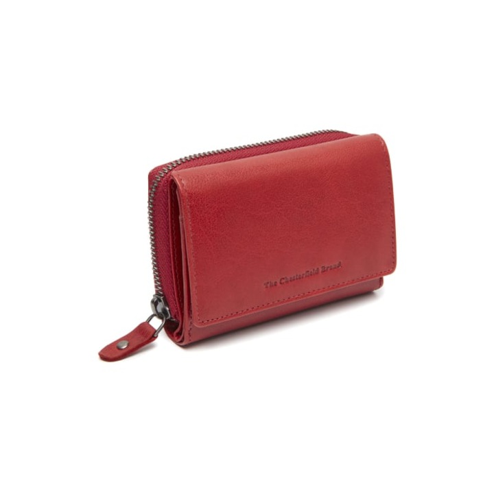 Дамско портмоне от естествена кожа, The Chesterfield Brand, Rimili, със защита против RFID сканиране, червено