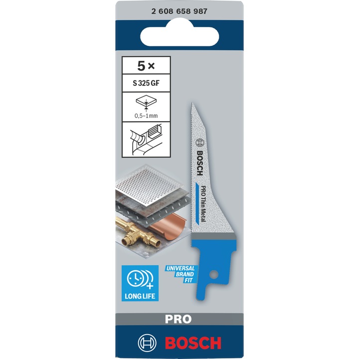 Brzescezot pentru feronerie, BOSCH, S325GF, 1,25x7x85mm, set 5 bucati, bimetal