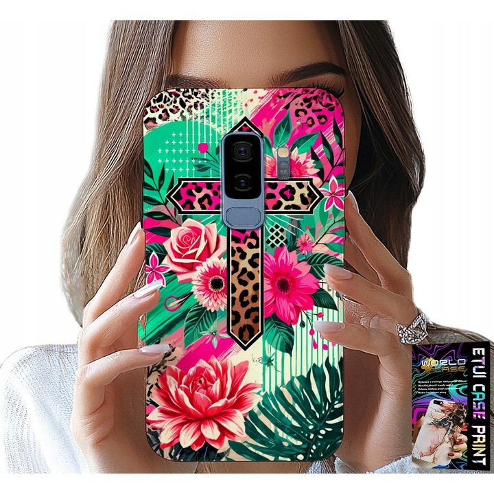 Carcasa Samsung Galaxy S9 Plus, World Case, cruce trandafir, silicon, spate
