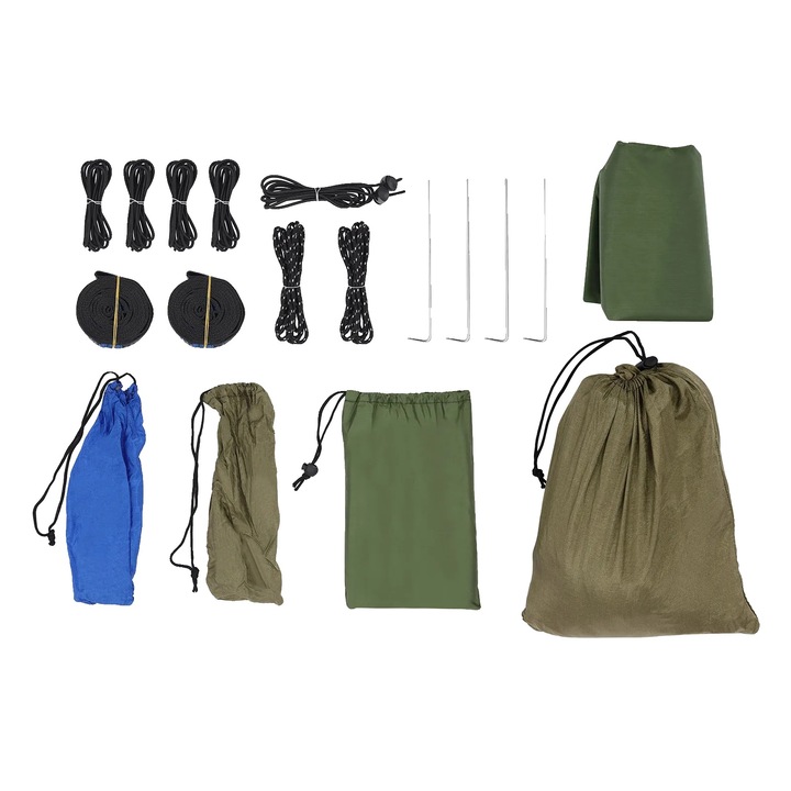 Хамак с мрежа против комари, товароносимост 200 кг, зелен