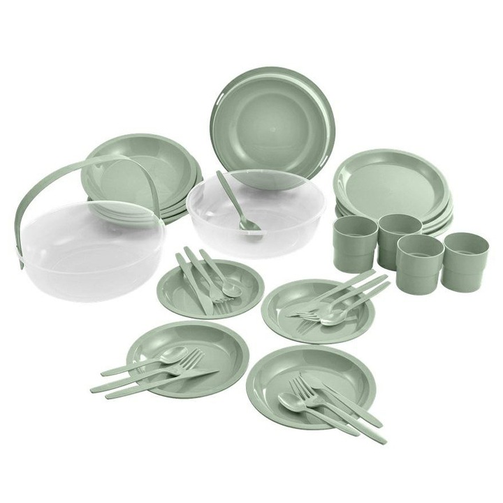 Set picnic camping CURVER 24 piese, verde, 24,3x24,3x14,8cm