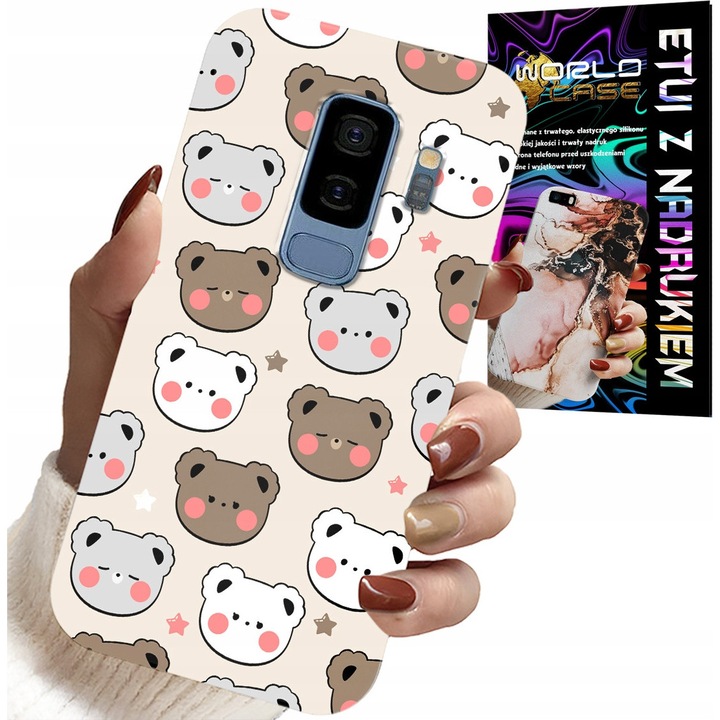 Huzat Samsung Galaxy S9 Plus készülékhez, World Case, maci mintás, szilikon, többszínű