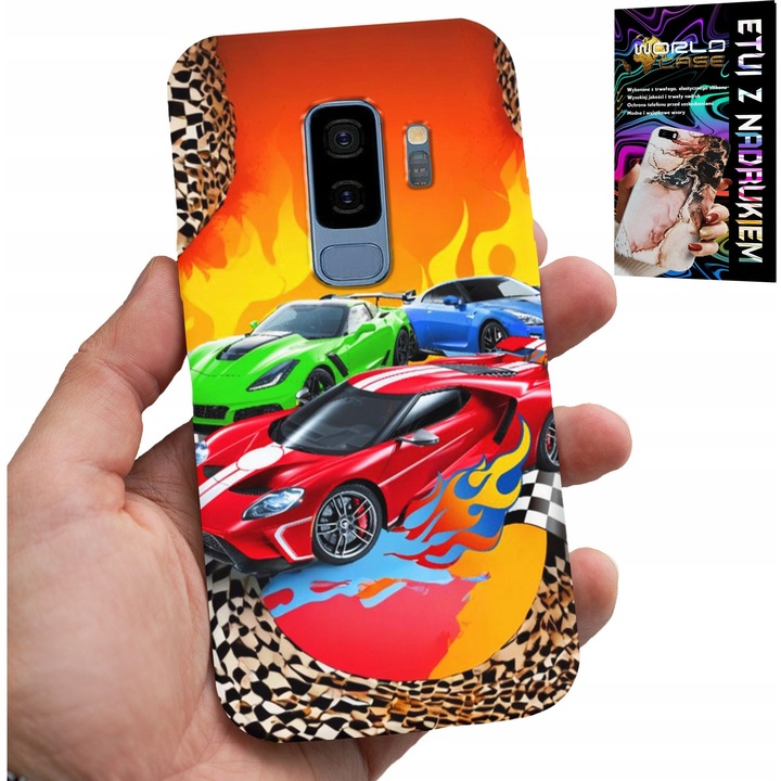 Carcasa pentru Samsung Galaxy S9 Plus, World Case, multicolor, silicon, pentru copii, set masina de curse + film