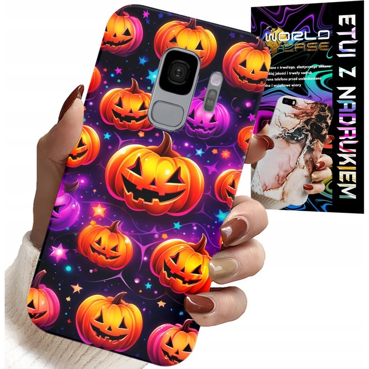 Husa pentru Samsung Galaxy S9, World Case, Halloween, dovleci de Halloween, silicon