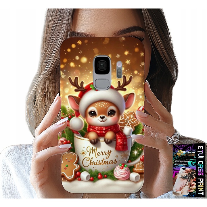 Huzat Samsung Galaxy S9-hez, World Case, karácsonyi rénszarvas design, szilikon, többszínű
