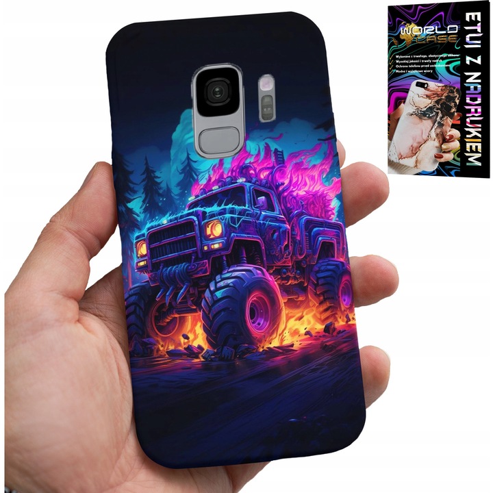 Samsung Galaxy S9 tok, World Case, Monstertruck design, szilikon, színes