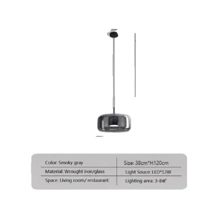 Модерна висяща лампа, дистанционно управление, топла светлина, сива, 38 см