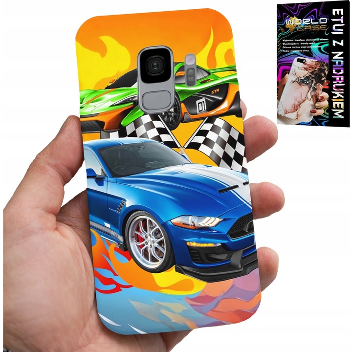 Tok Samsung Galaxy S9-hez, World Case, gyerekeknek, versenyautó design, szilikon