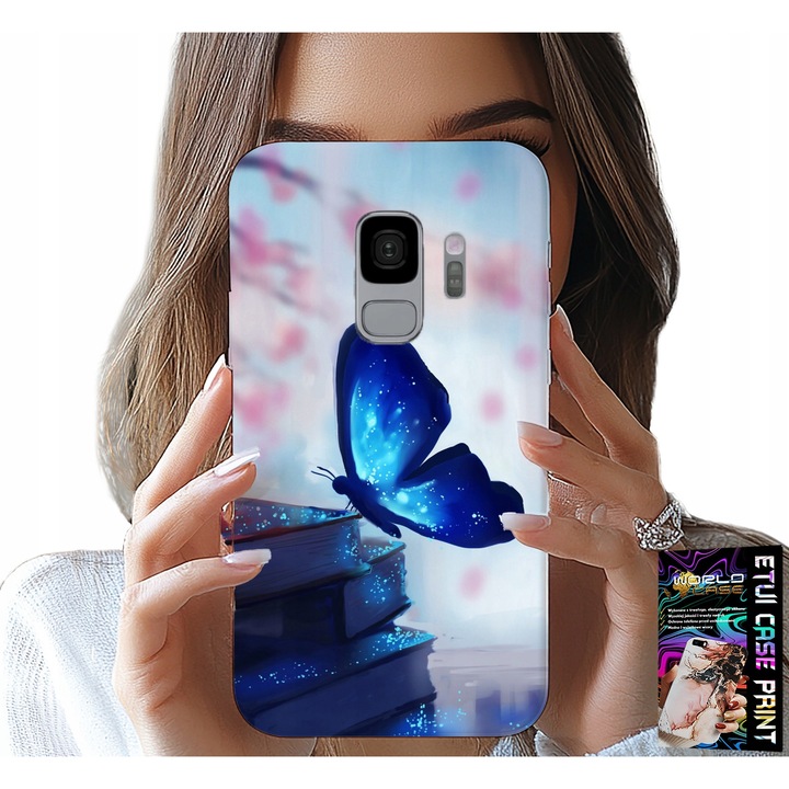 Telefontok, World Case, kék pillangó modell, szilikon, Samsung Galaxy S9-hez
