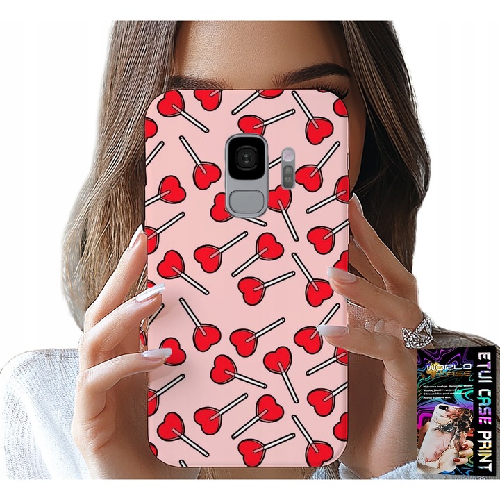 Telefon tok, World Case, Lollipop Designs Heart, szilikon, többszínű, Samsung Galaxy S9-hez