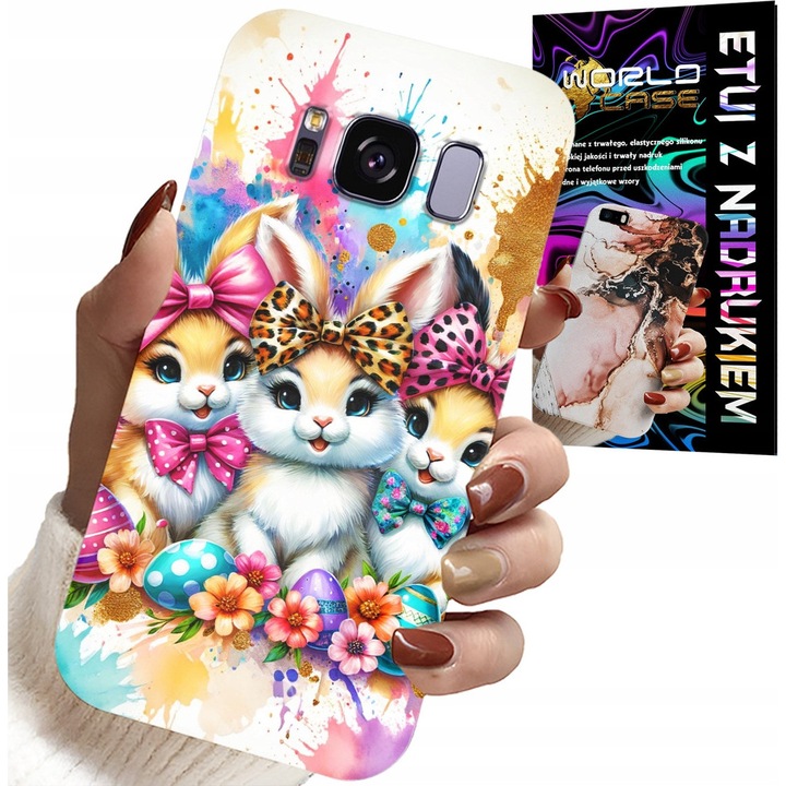 Telefontok, World Case, Samsung Galaxy S8-hoz, nyuszi design, többszínű, szilikon