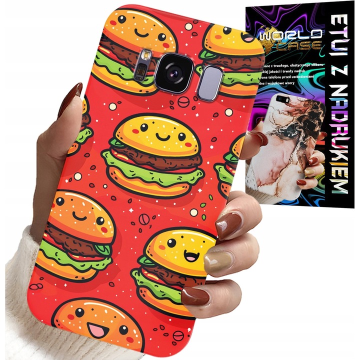 Samsung Galaxy S8 telefontok, World Case, neoprén, burger minta, többszínű