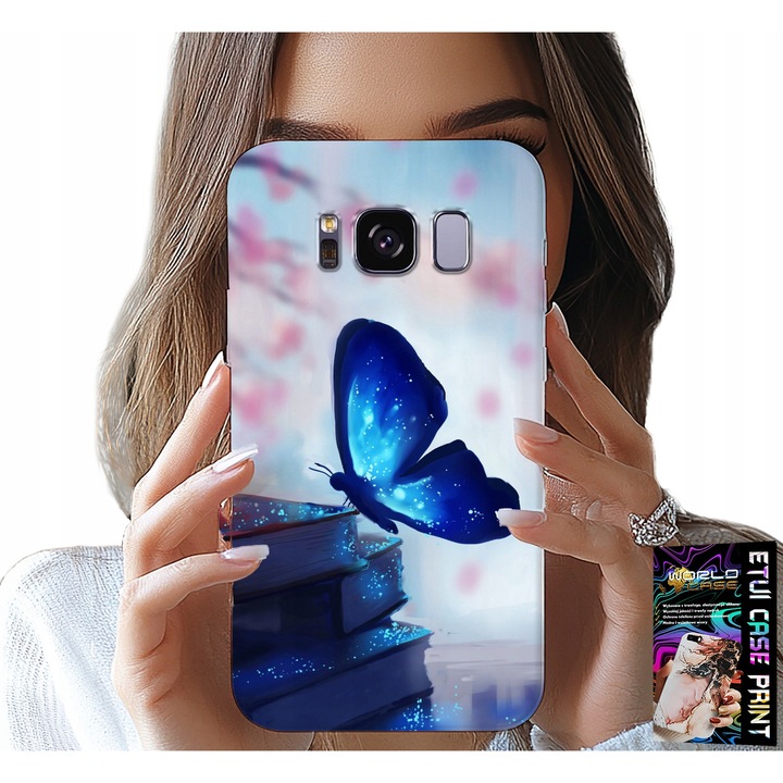 Samsung Galaxy S8 tok, World Case, kék pillangó, szilikon, nőknek
