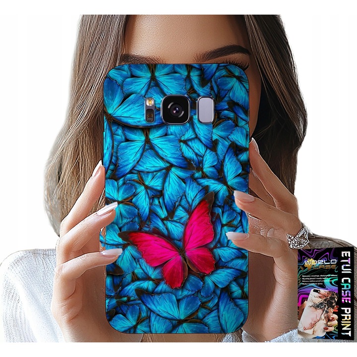 Huzat Samsung Galaxy S8-hoz, World Case, kék pillangó, szilikon