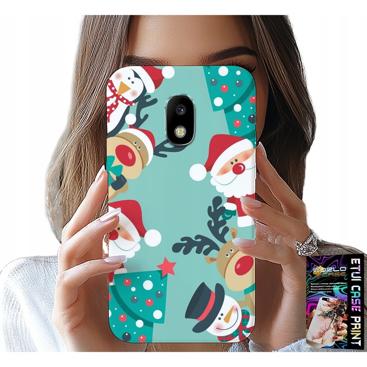 Telefontok, World Case, Mikulás, rénszarvas, hóember, többszínű, Samsung Galaxy J5 2017-hez, szilikon