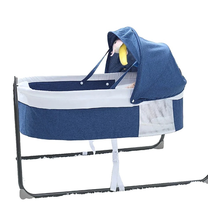 Leagan pentru bebelusi, albastru, cu telecomanda, setari de balansare ajustabile