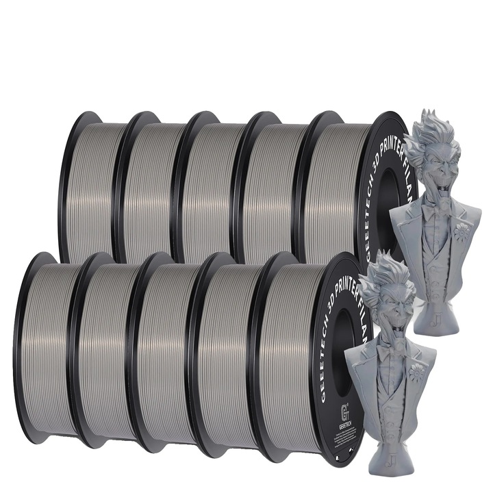 Filament PLA pentru imprimanta 3D, durabil, ecologic, gri, 1.75mm, 1kg