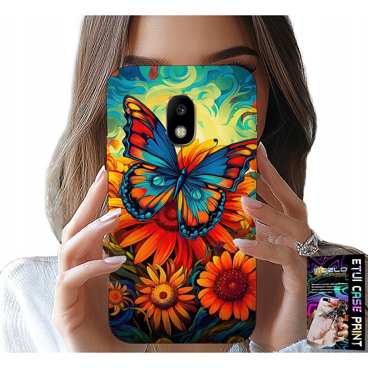 Caz pentru telefon Samsung Galaxy J5 2017, World Case, fluturi și flori, silicon, multicolor