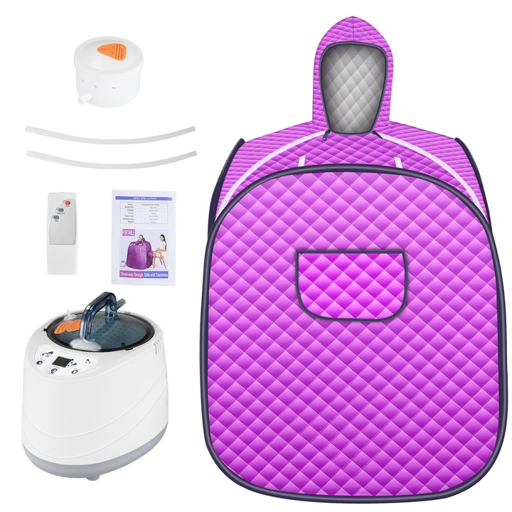 Sauna cu aburi portabila pentru acasa, Cort sauna, Generator de abur 2 l, 220 V stecher UE, 1 persoana, Panza 600D, Abur umed, Cu fereastra, Rosu