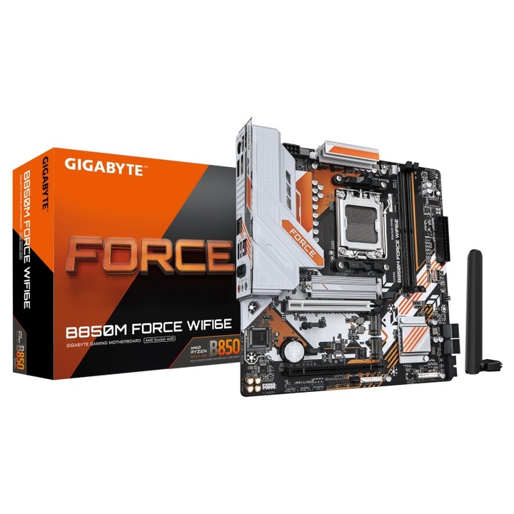 GIGABYTE B850M FORCE WIFI 6E Alaplap, 2x DDR5, 1x HDMI, 1x DP, 1x PCIE x16, 1x PCIE 4.0 x16, 3x M.2, 4x SATA 6GB/s, mATX