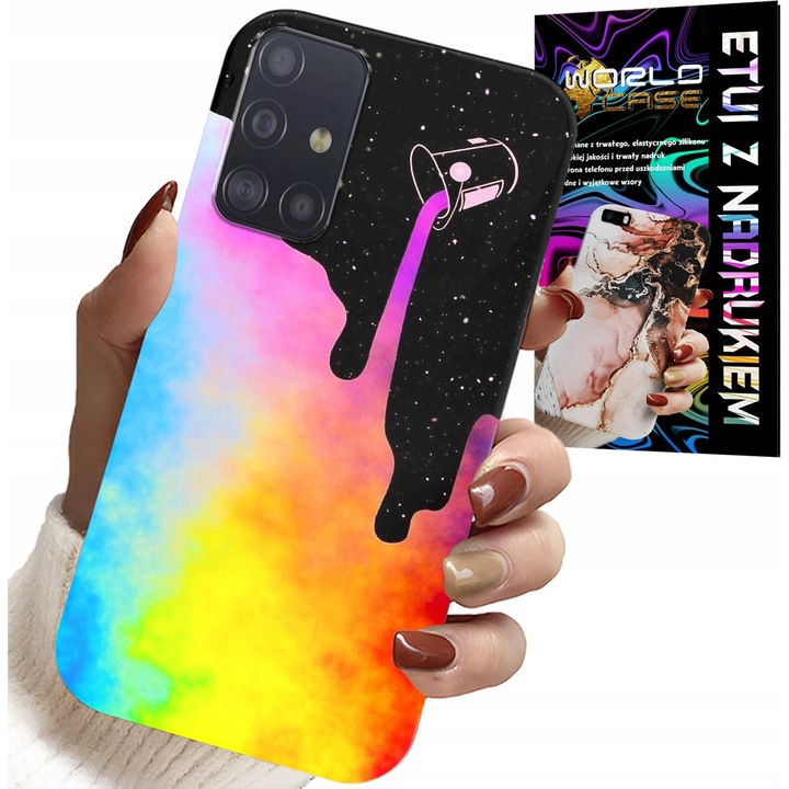 Telefontok, World Case, Samsung Galaxy M31S, szivárványos nyomtatás, szilikon
