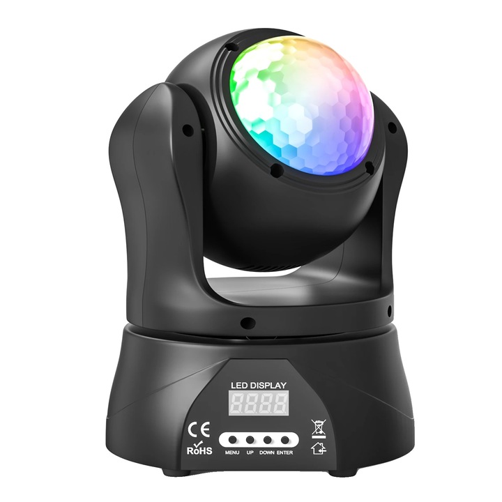 Lumina mobila, efecte RGBW, control DMX, 15 canale, 30W, ZQ02090, priza EU