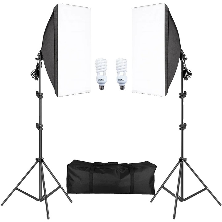 Kit Softbox cu suport ajustabil, 45W, 50x70cm, multicolor
