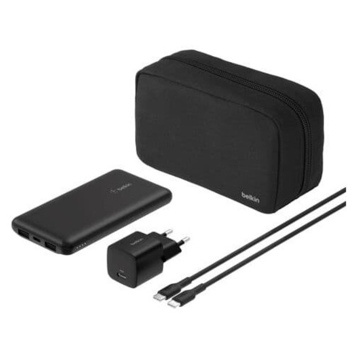 Baterie externă Belkin BU041KQBK, 10.000 mAh, 25 W, Negru
