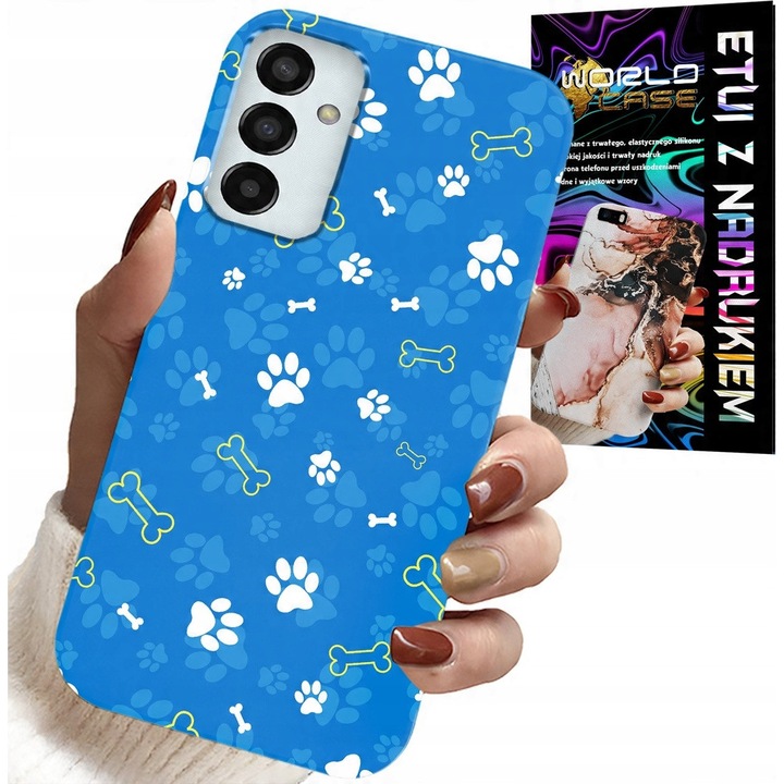 Telefontok, World Case, Samsung Galaxy M13, kutyás mintával, szilikon