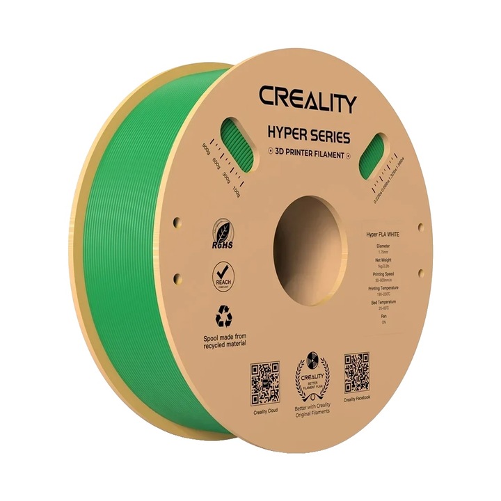 Filament 3D PLA Verde, 1kg, Viteza mare, Rezistenta imbunatatita