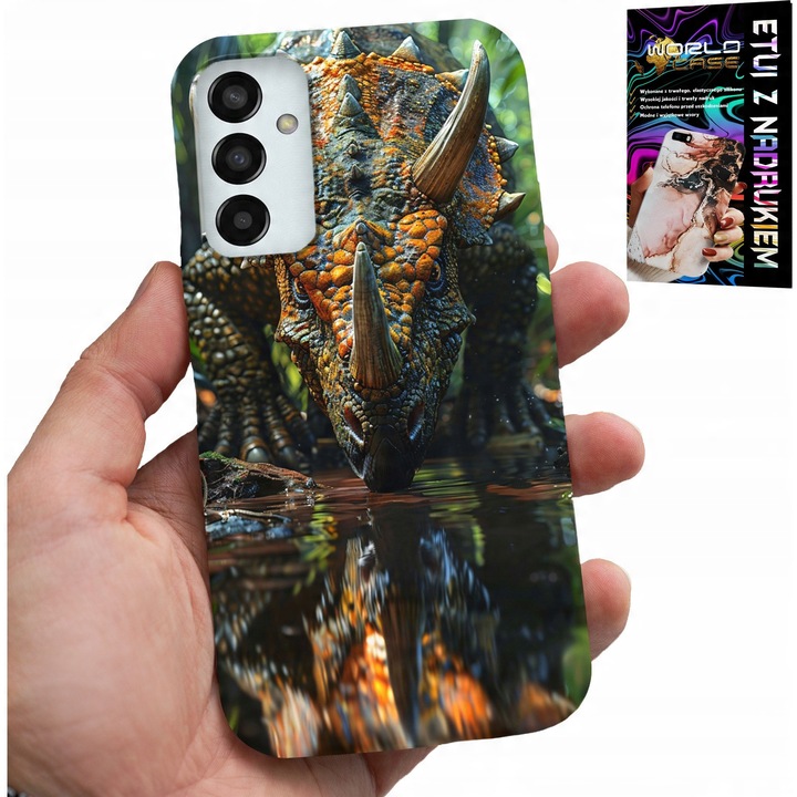 Telefontok, World Case, Dinoszaurusz Triceratops, szilikon, Samsung Galaxy M13 4G-hez