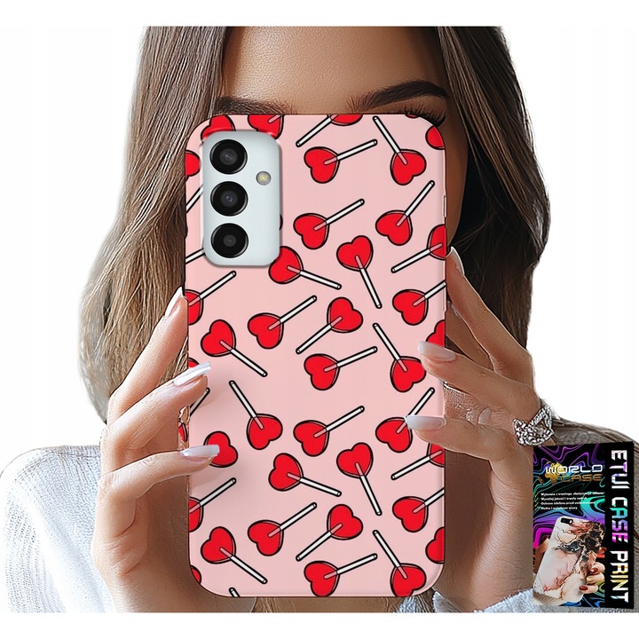 Tok Samsung Galaxy M13-hoz, World Case, nyalóka szív design, szilikon, többszínű