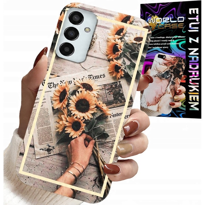 Huzat Samsung Galaxy M13-hoz, World Case, virágmintás, szilikon, többszínű
