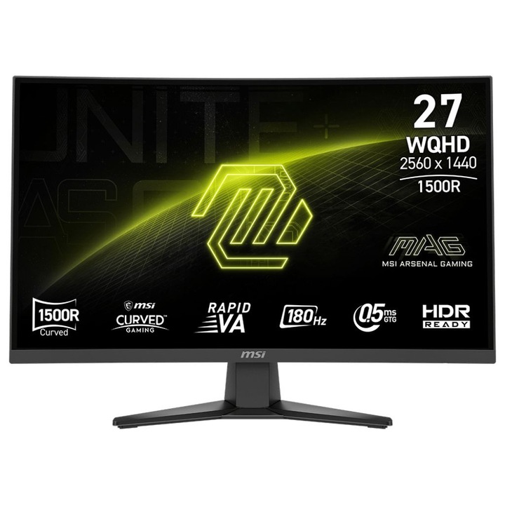 Монитор LED извит Msi 27" MAG 275CQF, QHD 2560x1440, 180Hz, черен