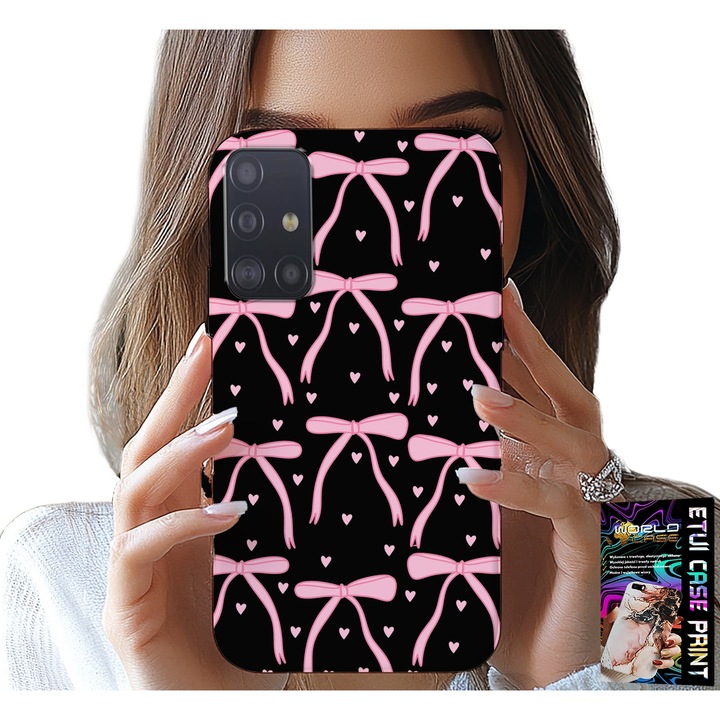 Carcasa pentru Samsung Galaxy A51, World Case, negru și roz, silicon, imprimare full color