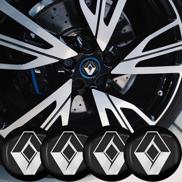 4 db matrica készlet Renault felni kupakhoz 56mm - Kompatibilis Clio, Megane, Scénic, stb. Fekete