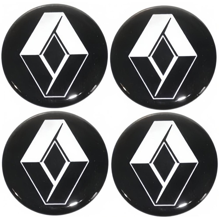 ARRRD® Set 4 Autocolante Capac Janta Renault 56mm - Compatibil Clio, Megane, Scénic, etc. Negru
