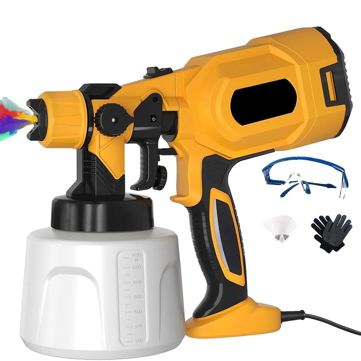 Pistol de vopsit electric, 1400ml, 6 duze incluse, 220V, set complet