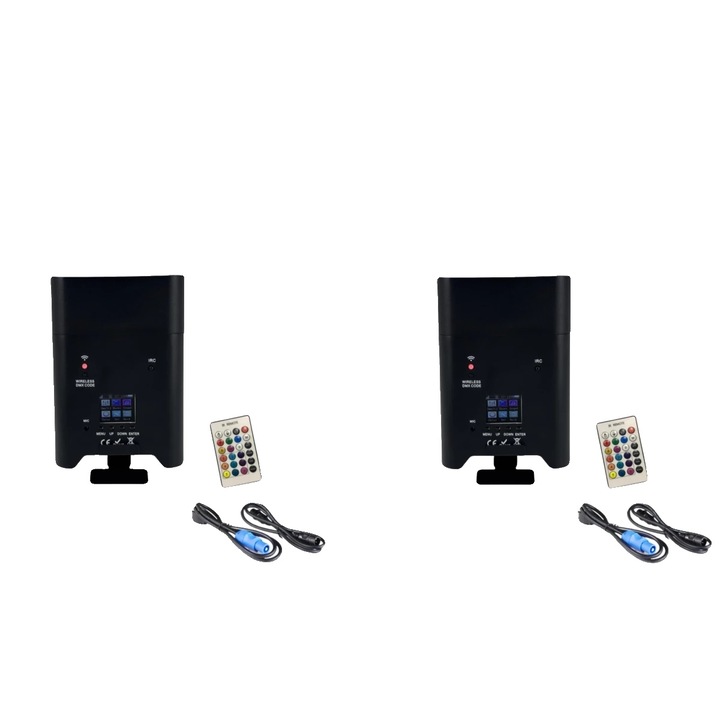 Proiectoare LED, 6x18W RGBWA UV, Control wireless, set 2 buc, 13.5x13.5x20cm