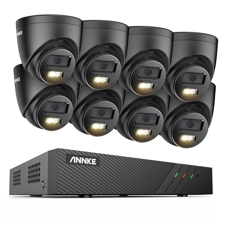 Camera de supraveghere, 6MP, detectie miscare, set 8 camere, negru