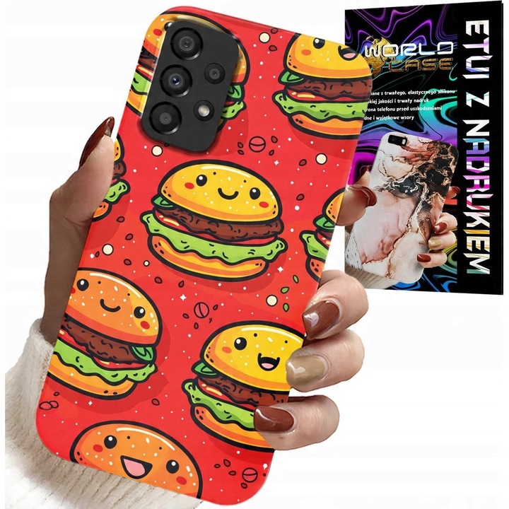 Telefontok Samsung Galaxy A53 5G-hez, World Case, burger mintás, szilikon, többszínű