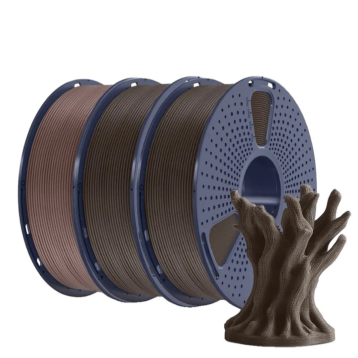 Filament PLA din lemn, 1.75mm, 1kg, 2WL CW, textura naturala, usor de imprimat