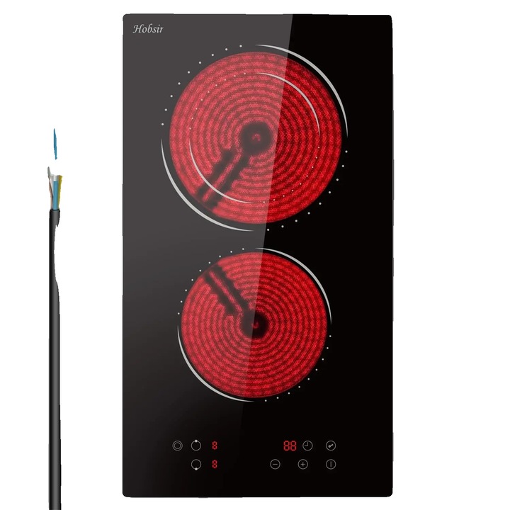 Elektromos főzőlap, 3200 W, 2 főzőzóna, érintővezérlés, 29x52x4.4 cm