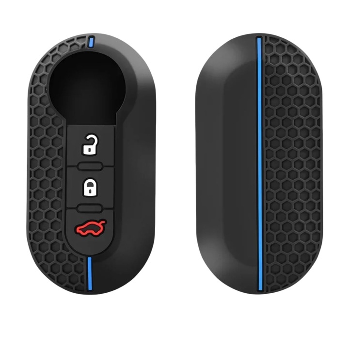 Husa Cheie Auto Cootway din Silicon, 3 Butoane, Albastru, Instalare Ușoară