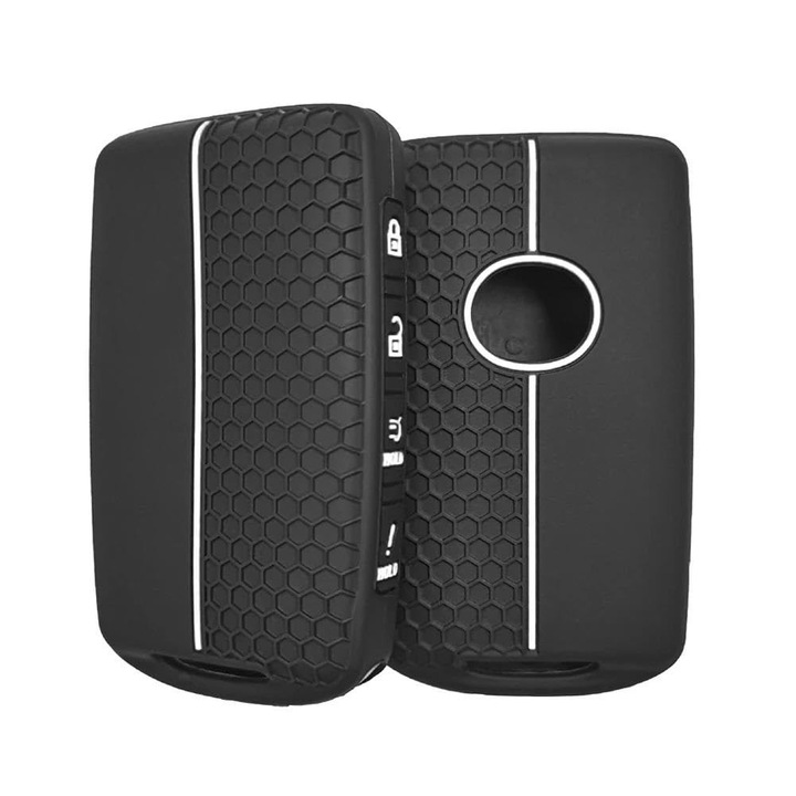 Autó kulcs tok szilikon védelemmel, 4 gombos, 2019-2025 Mazda 3 6 Cx-5 Cx-50 Cx-30 Cx-9, Fehér