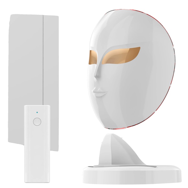 Masca LED pentru fata, rejuvenare pielii, tratament anti-acnee, set 1, 1200 LED-uri, alimentare USB