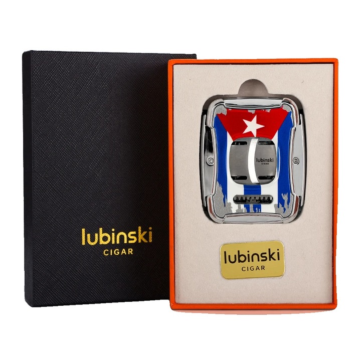 Bricheta pentru tigari, jet flame, constructie metalica, model cu steag, dimensiune standard