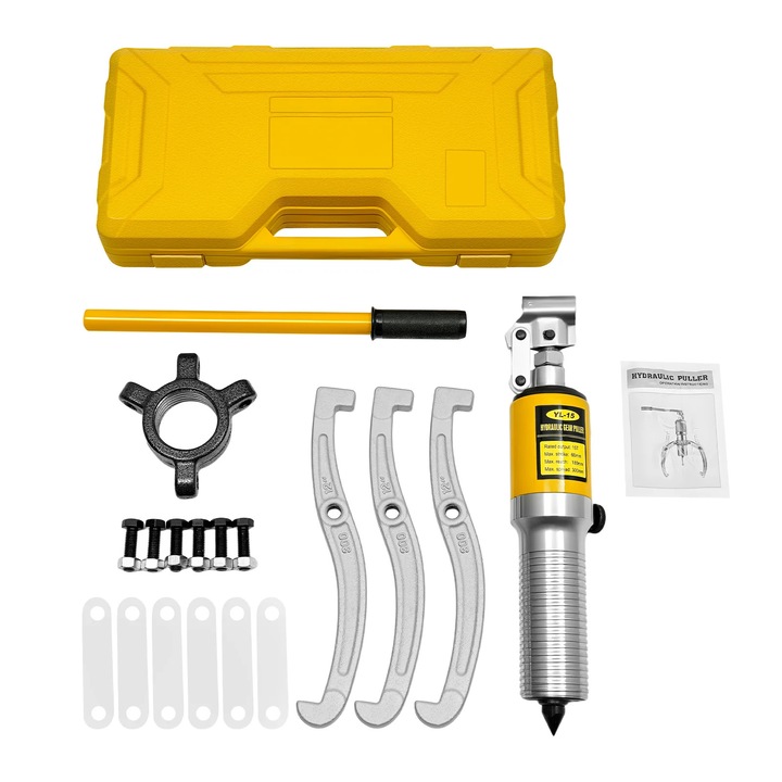 Set extractor, Hidraulic 15 t, Pentru rulment butuc roata, Separator ax, Pentru service auto/garaj, Gri