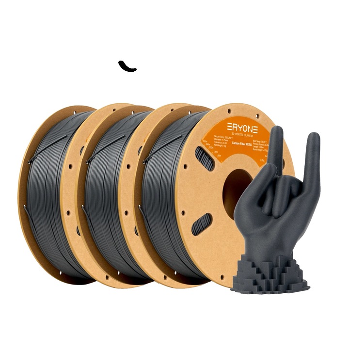Filament szénszálas PETG, 1.75mm, nagy szilárdságú, sötétszürke, 3kg
