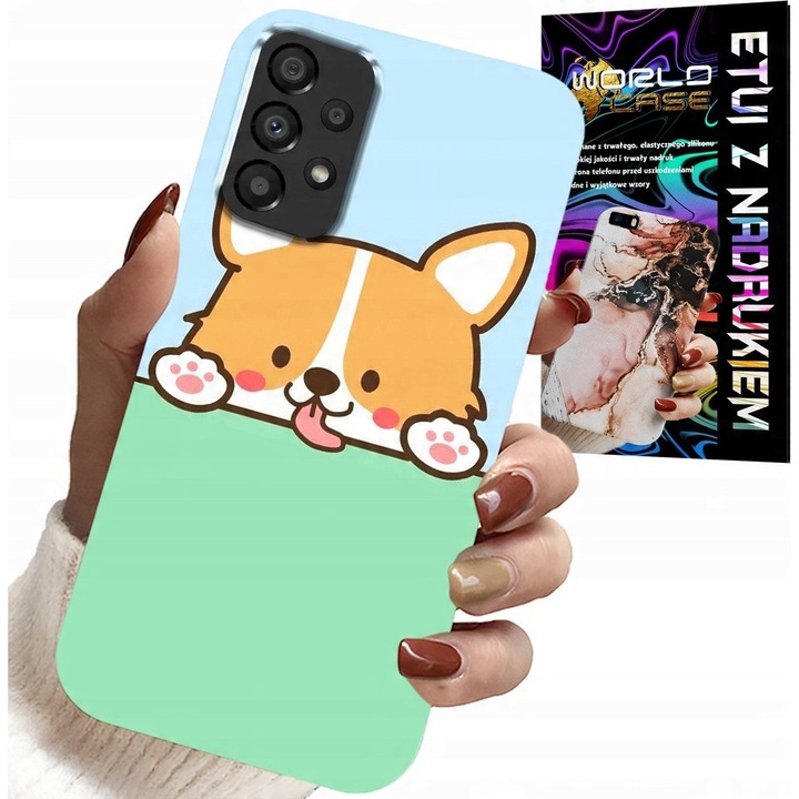 Tok Samsung A52/A52S-hez, World Case, aranyos kutya design, szilikon, többszínű